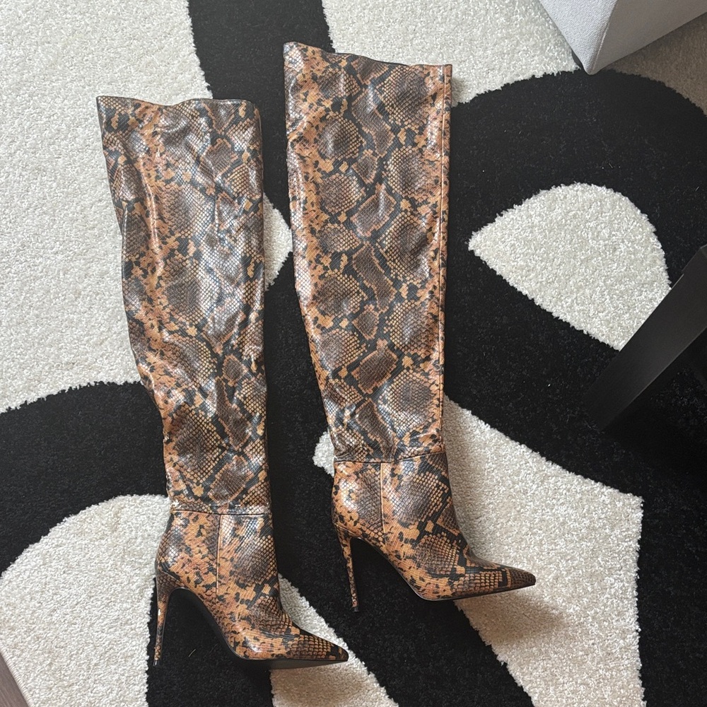 Winnie Harlow x Steve Madden Snakeskin Over-the-Knee Boots